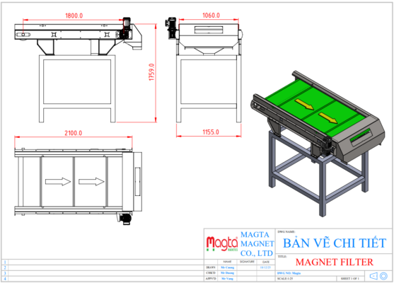 Máy Tách Sắt Băng Tải Tự Động