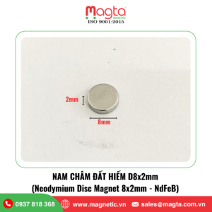 Nam châm đất hiếm D8x2mm