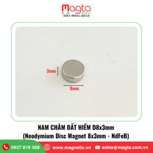 Nam Châm Đất Hiếm D8x3mm
