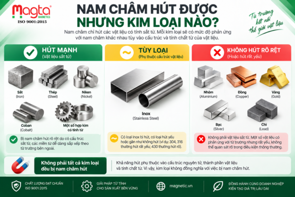 nam châm hút được những kim loại nào